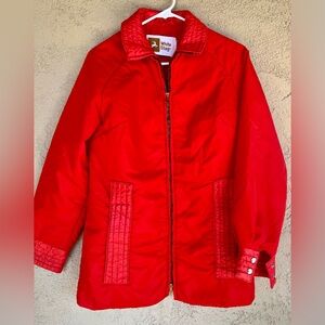 ❄️☃️Vintage White Stag Vibrant Red Quilted Jacket